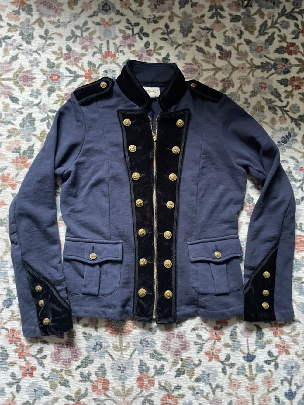 Denim & Supply Ralph Lauren Navy Blue Military-Style Varsity Jacket